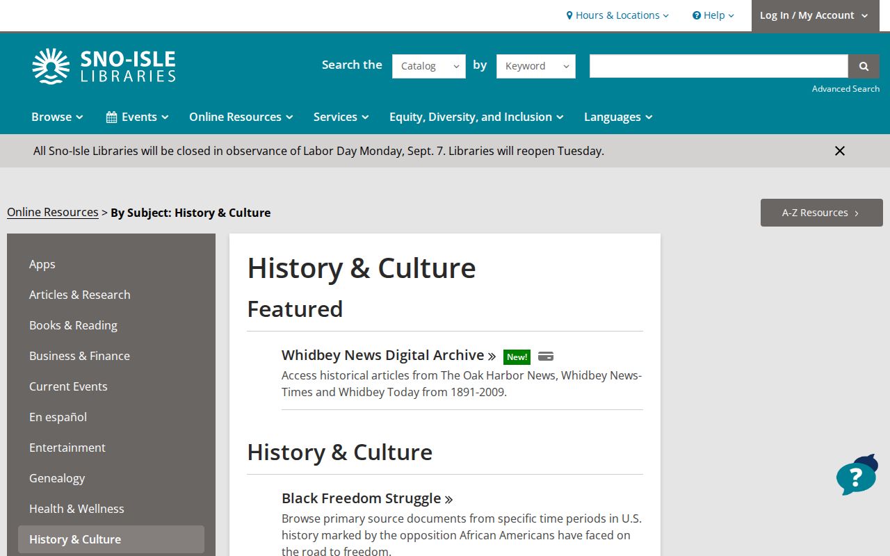 Sno-Isle Libraries history resources page for Whidbey and Oak Harbor newspapers