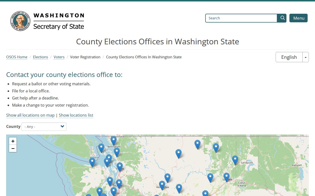 Island County Elections office listing for an Oak Harbor resident lookup