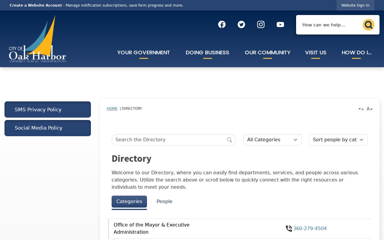 Oak Harbor residents directory desk